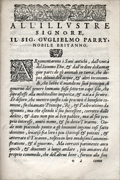 apertura della dedicatoria